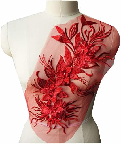 3Д цветна чипка ткаенина на наметка за наметка извезени закрпи од јака, шива лепенка за DIY свадбена невестинска декорација на фустан