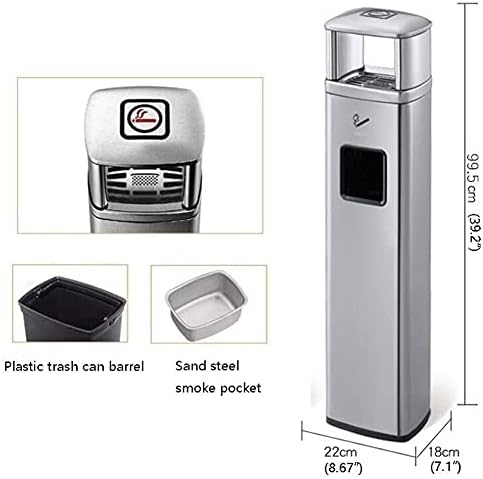 Конзерви за отпадоци од отворено на отворено, не'рѓосувачки челик, колона со пепел со ѓубре со лифт за лифт јавна цигара задник
