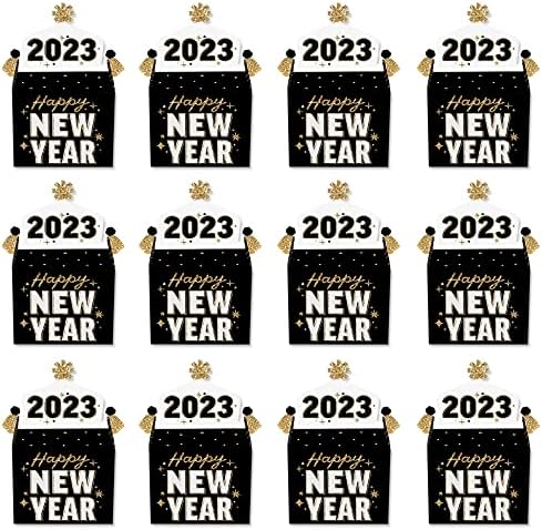 Голема Точка На Среќа Здраво Нова Година-Почестете Ги Услугите За Забави За Забави - 2023 Nye Party Goodie Gable Кутии-Комплет од 12