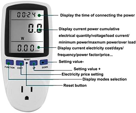 Монитор за напојување на електрична енергија од топол збор Енергија Ват мерач со дигитален LCD дисплеј