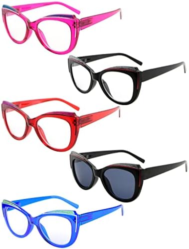Очила 5-пакет Очила За Читање Жени Блинг Дизајн Катеј Читатели