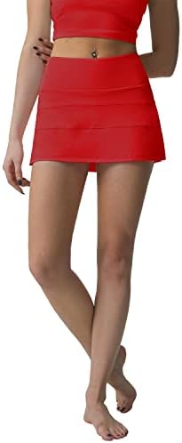 Husnainna 13 /17 Плетиран тениски здолниште за жени со џебови со високи половини за голф здолништа СКРОТИ Вградени шорцеви Атлетски