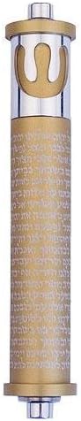 Baltinester Agayof испишани Shin и Shema Scroll Mezuzah 0,8 x 4 / 2 x 10 cm - сина