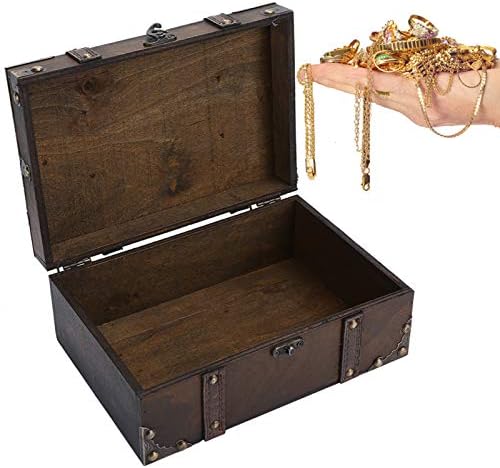 Дрвени Кутии Со Брава -- Декоративна Дрвена Кутија За Складирање Богатство Накит Градите, Декоративна Мала Дрвена Кутија Со Капак Кутија За