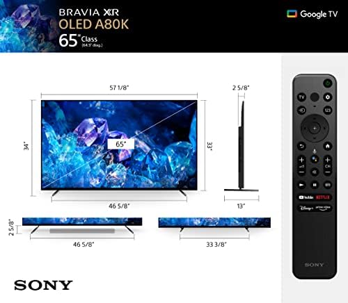 Sony OLED 65 инчен Bravia XR A80k Серија 4K Ултра HD ТВ: ПАМЕТЕН GOOGLE TV СО DOLBY Vision HDR и Ексклузивни Карактеристики За
