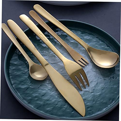 Јојофуни 5 парчиња поставени јапонски и западни прибор за јадење од не'рѓосувачки челик поставени овошни вилушки десертни вилушки златни