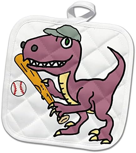 3drose Смешна симпатична виолетова велоцијаратор диносаурус игра безбол спортови - постери