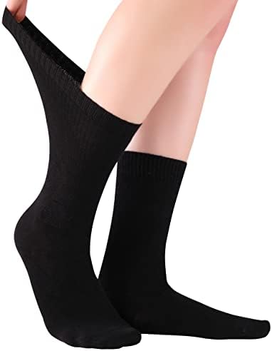 Елифер мек бамбус дијабетични екипи чорапи за жени, лабава вклопување, широки, необврзувачки, лесни пети со тенки фустани 4-8-12-24 пара