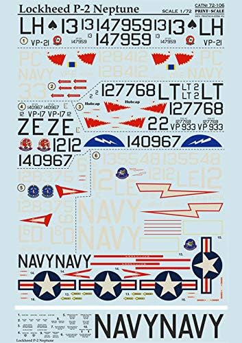 Печатење скала 72-106-1/72 Авион Локхид П-2 додатоци на Нептун, влажна декларација
