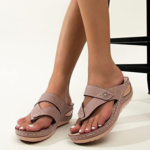 Rvidbe клин сандали за жени, сандали за жени платформа со лакови за поддршка трендовски летен лизга на плажа чевли за одење сандали