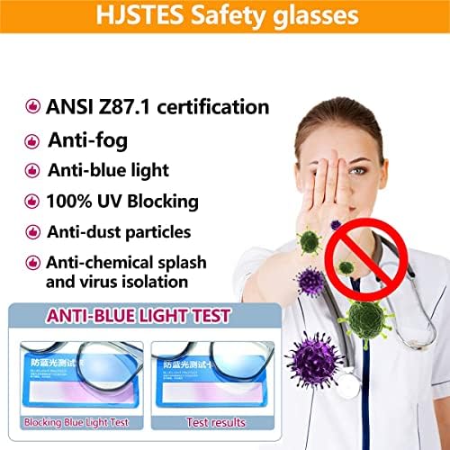 Безбедносни очила HJSTES за жени против магла медицинска сестра безбедносна очила чиста рамка сина светлина заштитни очила