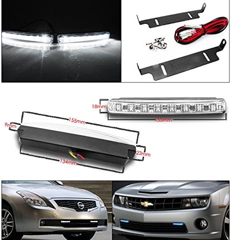 ZMAUTOPARTS LED Секвенцијален Сигнал Проектор Фарови Chrome w/6 Белата DRL Компатибилен со 2015-2020 Subaru WRX STI