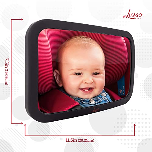 Лусо Опрема Бебе Задното Седиште Огледало За Автомобил. Најголемо И Најстабилно Огледало Со Врвен Мат Финиш, Кристално Јасен Поглед