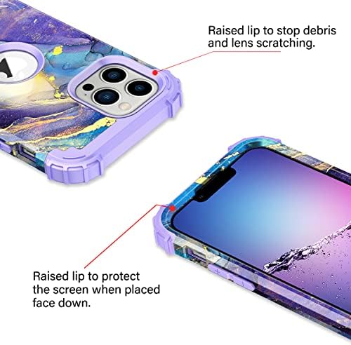 Rancase за Iphone 13 Pro Max Случај, Трислојна Тешка Заштита Отпорна На Удари Тврд Пластичен Браник +Мека Силиконска Гумена Заштитна Кутија За apple iPhone 13 Pro Max 6,7 инчи, Виолетова