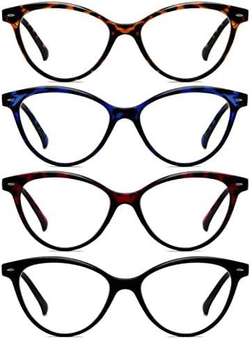Rucblu 4 пакет едноставност очила за читање на очи за очи за жени, читатели на удобни дами