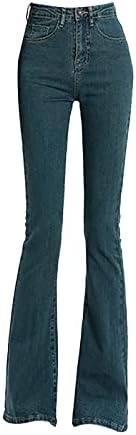 Нова насока на панталони со високи половини Тенок фармерки за истегнување Едноставно и исклучителен дизајн женски bellвоно дно панталони