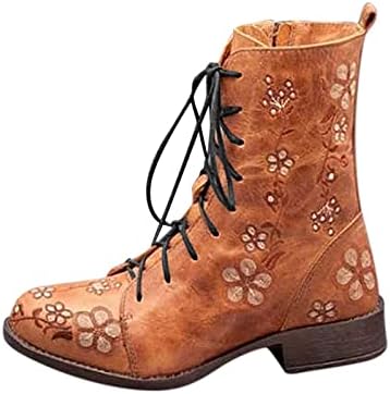 Јухаотин 【Брза испорака】 】енски чевли за одење со лакови за поддршка на сандали велур глужд чизми кожа трки од пети чевли ретро -случајни faux чизми за жени женски ч