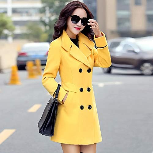 Timemeans Coults за жени јакни за жени волна со двојно гради палто Елегантен долг ракав за работа канцеларија мода јакна жолта