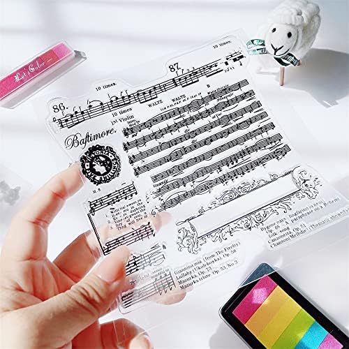 Музичка белешка чисти марки картички за силиконски печат со сентиментации, шема на банер за банер транспарентни марки за печатење