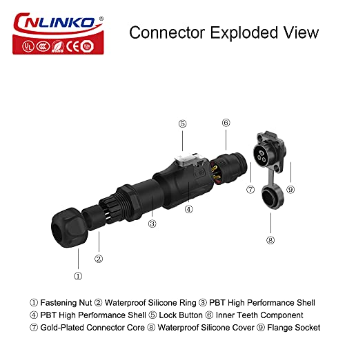 CNLINKO LP-16 IP67 Индустриски водоотпорен конектор Брз приклучок Кружен конектор PBT Пластичен конектор за авијација на обвивка