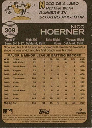 2022 година Heritage Topps 309 Nico Hoerner NM-MT Cubs