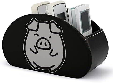 Кутија за организатор на далечински управувач со свиња со симпатична насмевка со 5 оддели ТВ далечинско складирање кутија за дневна