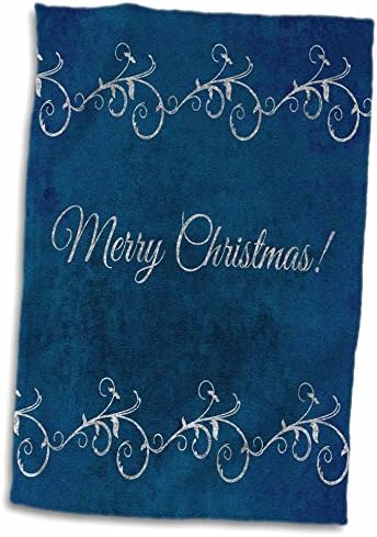 3drose злато Среќен Божиќ и винова лоза на сино текстура дизајн - крпи