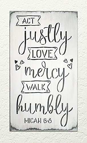 Дејствувајте праведно loveубов милоста прошетка смирено матрица од Sudior12 | DIY Библиска вера Дома Декор | Михеј 6: 8 | Знаци