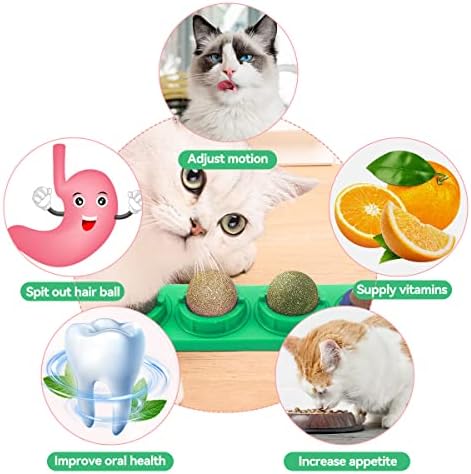 Aucenix Catnip топки за мачки wallидни мачки брадавички играчки со топчести играчки, јадење ролери со природна сребрена боја за џвакање