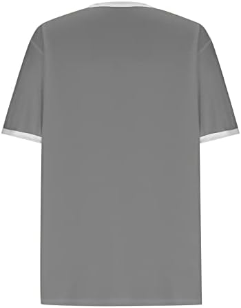 Туника на врвови за жени Бејзбол мајму кошула краток ракав О-вратот печати обични маички за одмор трендовски блуза за мама