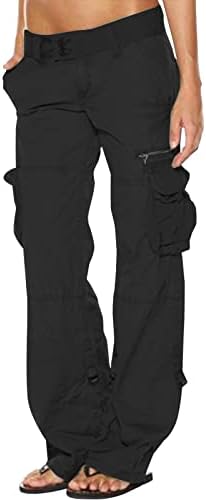 Activeенски тактички активни панталони за жени од Jupaopon Mid Rise Обични мулти-џебови Широки панталони за нозе се протегаат опуштени панталони