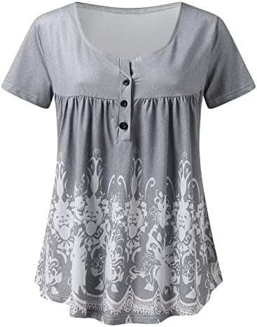 Девојки лето есен блуза со кратки ракави со мека удобна облека екипаж на вратот графички плетенка со обична врвна кошула за жени 1Б