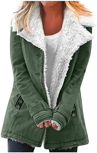 Јакна од руно, поставено копче надолу дебели топли зимски памучни јакни за излез со џебови