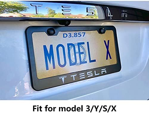 Рамка за регистарски таблички на Kikimo Tesla одговара за Model 3/Y/S/X, Tesla Model Y/3/S/X додатоци, рамки со црна регистарска табличка