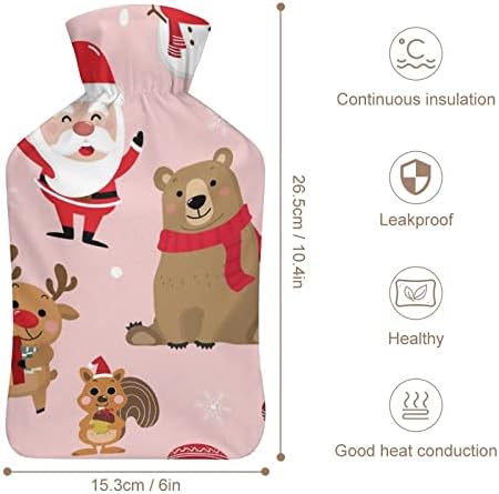 Шише со топла вода Дедо Мраз со мека покривка за топла компресија и ладна терапија олеснување на болката 6x10.4in