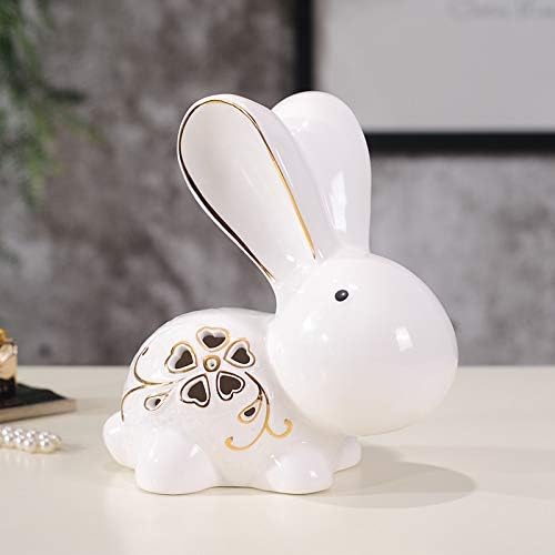 Замтак модерна бела симпатична цртана двојка зајаци мали керамички украси домашни украси занаети животни зајаче порцелански фигурини свадбени