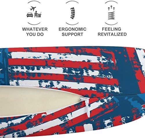 Потресено гранџ американско знаме патување со вратот перница u облик за поддршка на главата и вратот за поддршка на перници за пена за пена