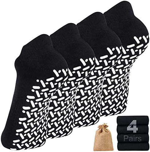 4 пара чорапи што не се лизгаат за жени против лизгање чорапи Пилат јога чорапи за баре, танц, спорт, дом, болница