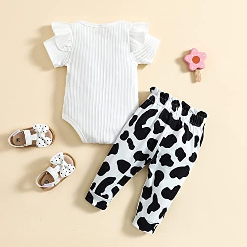 Чирабија новороденче девојче облека писмо печатено ромпер млечни крави каросериски места за панталони