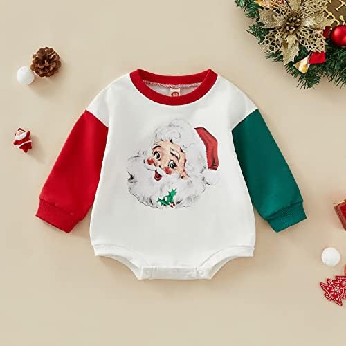 Бебе Божиќна облека Девојче момче новогодишна елка Дедо Мраз Римпер преголема каросерија есен зимска облека