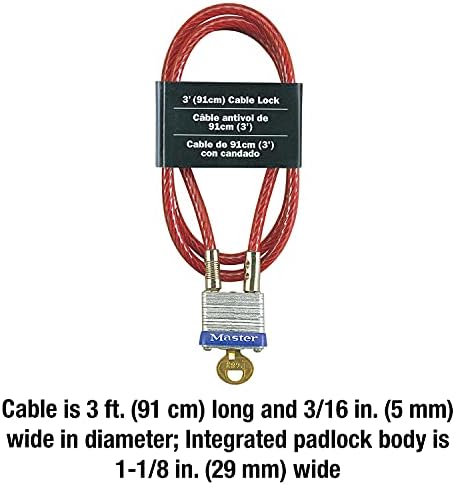 Master Lock 719d челичен кабел со интегриран катанец на отворено со клуч, 1 пакет