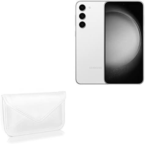 Case Boxwave Case компатибилен со Samsung Galaxy S23 - Елитна торбичка за кожен месинџер, синтетички кожен покритие дизајн на пликови