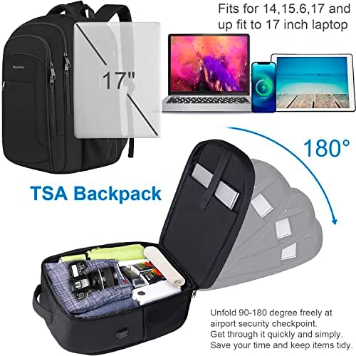 Наукај Екстра голем ранец, ранец на лаптоп за патувања 17,3 инчи против кражба на вода отпорен на вода ранец носат ранец со USB порта за полнење,