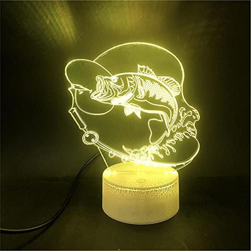 Jinnwell 3D риболов риболов ноќно светло ламба илузија 7 во боја на допир прекинувач на допир табела за декорација на ламби подарок со