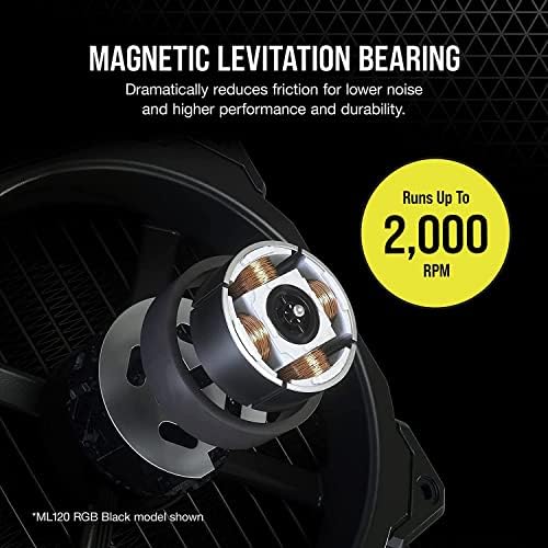 Corsair ML120 LED елита, 120мм магнетна левитација бел LED вентилатор со воздушен пат, единечен пакет, црна