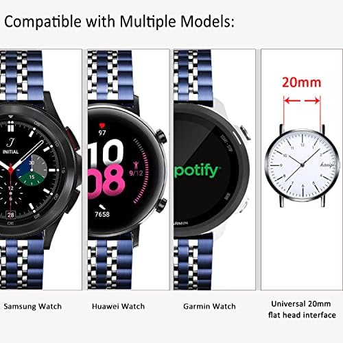 ДИДЕЛЕНИ БАНДИ компатибилни со Galaxy Watch 5/5 Pro / Galaxy Watch 4/4 Classic / Galaxy 3 41mm / Galaxy Watch 42mm, 20 mm цврст метал за замена на метал од не'рѓосувачки челик за жени мажи