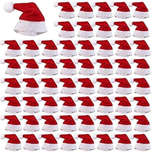 Топло 60 ПАРЧИЊА мини Божиќни Капи Мини Божиќни Капи За Шишиња Со Дедо Мраз Божиќни Бонбони За Шекерче Капа За Празнични Забави,