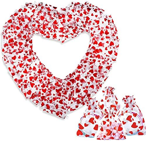 50 парчиња Ден на вineубените кеси за бонбони со срцеви завиткувани торби за подароци
