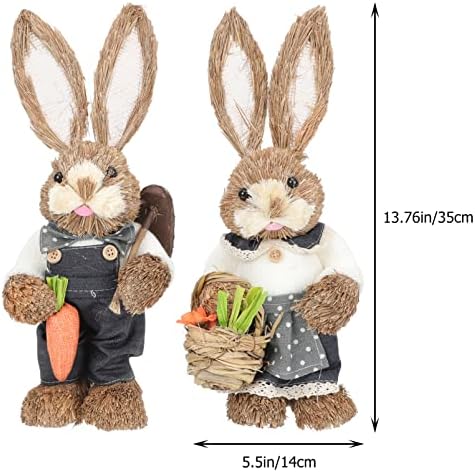 Подароци за парови во валилик 2 парчиња фигурини на велигденски зајаче стојат слама зајак двојка фигура сисал зајаче статуи таблети велигденски