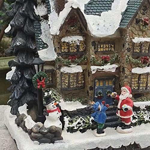 Божиќни селски куќи со музика и светлина, колекционерски украси за маса, Хомедекор, Дедо Мраз, Подарок за деца